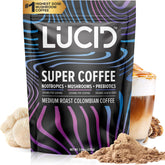 Lucid mushroom coffee with Lion's Mane in a mug to boost morning focus.