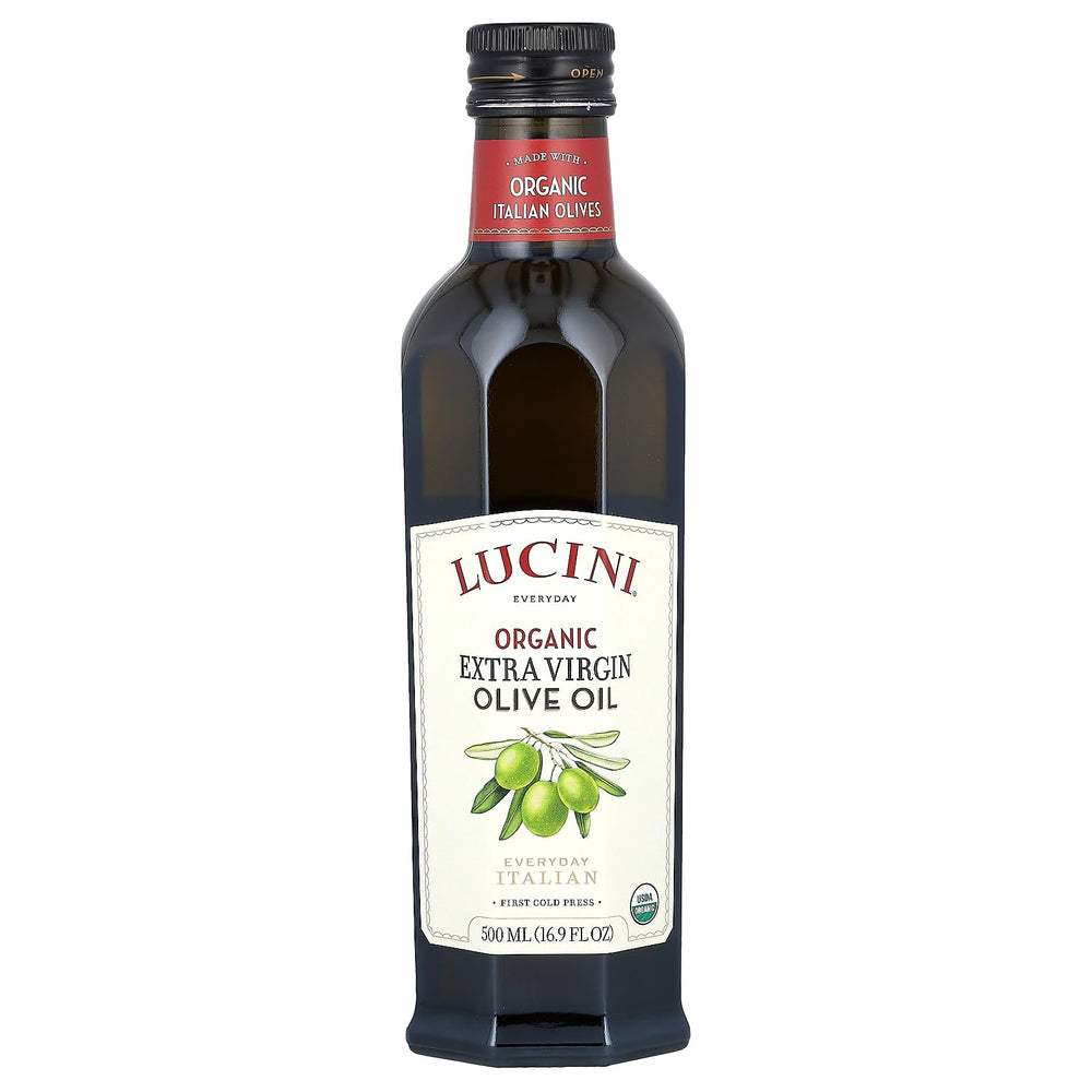 Lucini Organic Everyday Olive Oil bottle for cooking and drizzling with balanced flavor