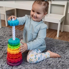 Luckfuture rainbow stacking rings promoting color recognition and hand-eye coordination
