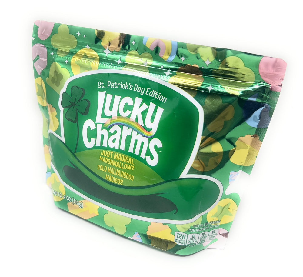Lucky Charms Just Marshmellows pouch for quick snacking and cereal toppings.