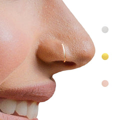 LuckyJewus small gold nose ring hoop 7mm 22G, front view for everyday wear.