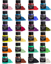 Luckymica Mica Powder 24-color set for vibrant epoxy resin projects.