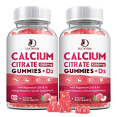 LUCNVEM calcium citrate gummies peach bottle with vitamin D3 and K2 for daily use.