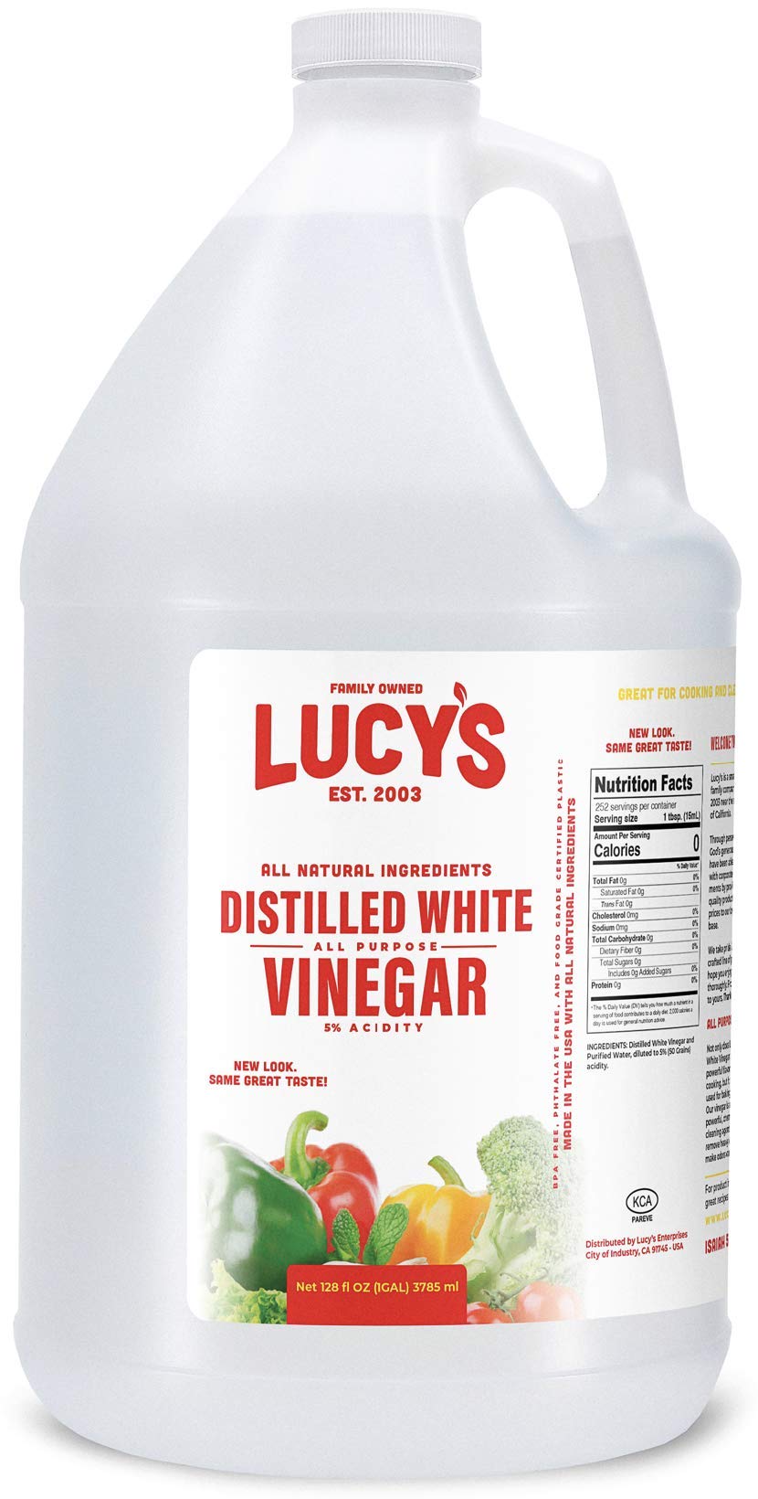 Lucys White Vinegar 1 gal bottle for versatile kitchen and cleaning tasks