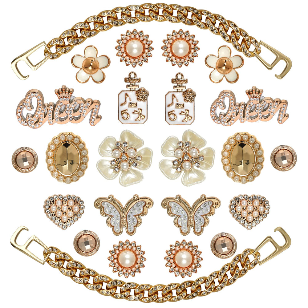 Lugailly butterfly glitter rhinestone shoe charms add sparkle to sandals.