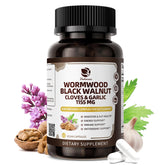 Lukaree 16-in-1 Wormwood bottle pour showing potent gut-support blend