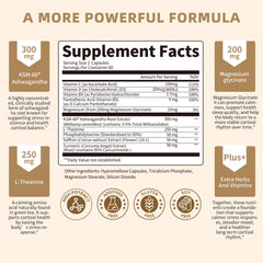 Lukaree KSM-66 Ashwagandha capsules highlight premium adaptogen for calm focus.