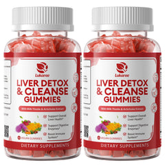 Lukaree Liver Cleanse bottle front with vegan gummies for liver support.