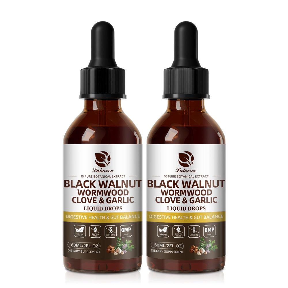 Lukaree Wormwood Black Walnut tincture bottle for daily gut wellness.
