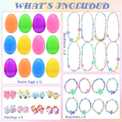 LUKBERA Easter eggs jewelry bracelet details showing colorful beads for dress up.