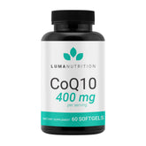 Luma Nutrition CoQ10 bottle with 400mg softgels for high-potency daily support.