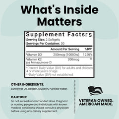 Luma Nutrition D3+K2 label detail showcasing 10,000 IU D3 potency.