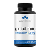 Luma Nutrition Premium Glutathione bottle showing antioxidant support for daily wellness.