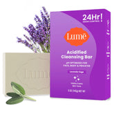 Lume Acidified Cleansing Bar Lavender Sage, a long-lasting odor control bar.