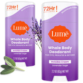 Lume deodorant cream stick Lavender Sage front view highlighting odor-control