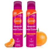 Lume Deodorant Plus Sweat Control bottle front displays invisible spray for all-day odor and sweat protection.
