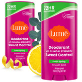Lume Deodorant Plus Sweat Control smooth solid stick for long lasting odor protection