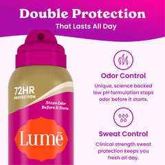 Close-up of underarm application for even coverage with Lume.