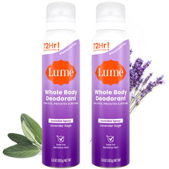 Lume Invisible Spray Deodorant for Women targets armpits for all-day odor control.