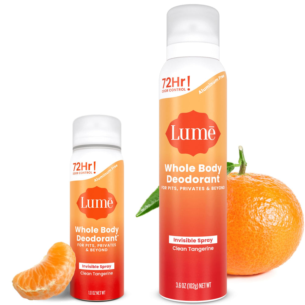 Lume Invisible Spray Two Pack front view with full-size and mini bottles.