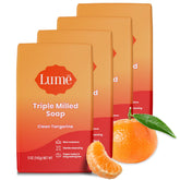 Lume triple milled bar soap delivers rich moisture for daily cleansing.