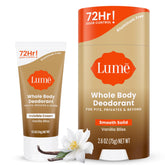 Lume Vanilla Bliss bundle packaging shows a complete deodorant duo for all-over odor control.