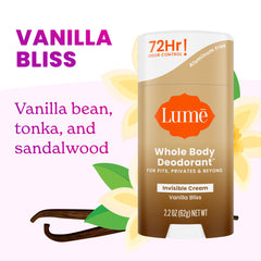 Arm swatch of Lume Vanilla Bliss showing invisible cream on skin