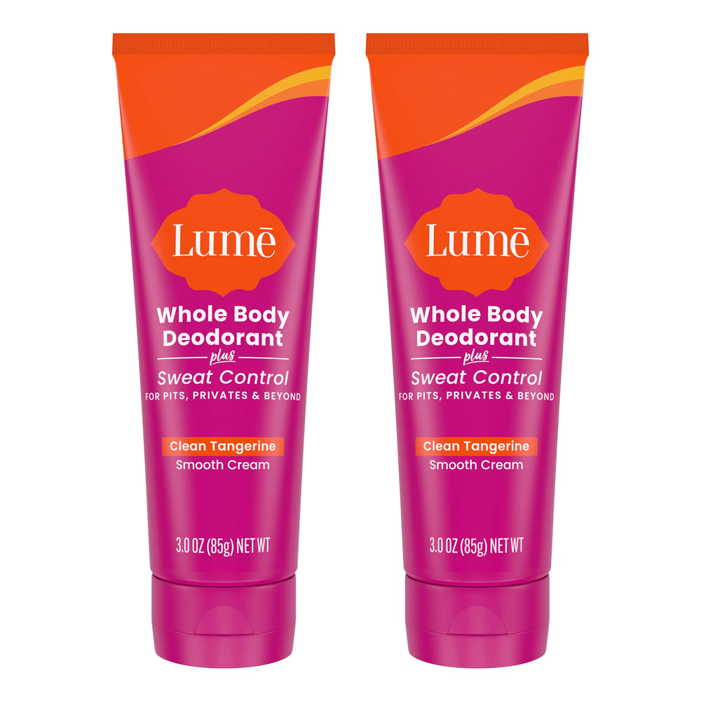 Lume Whole Body Deodorant Clean Tangerine tube label for long-lasting odor control.