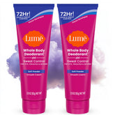 Lume Whole Body Deodorant Plus Sweat Control soft powder tube for long-lasting freshness.