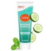 Lume Whole Body Deodorant Minted Cucumber tube close-up highlighting long-lasting odor control.