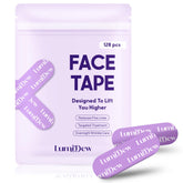 LumiDew patches placed across forehead and lips for overnight smoothing