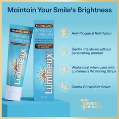 Lumineux 3-pack back label shows fluoride-free formula for sensitive users.