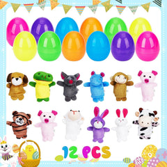 Lumiparty 12-color Easter eggs pre-filled with plush puppets for quick gifting