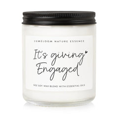 LUMELOOM engagement candle with lavender scent in a 9oz jar for a romantic table setting.