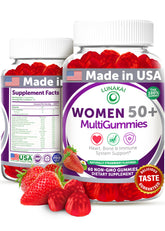 Lunakai bottle pouring strawberry gummies for daily energy support