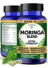 Lunakai moringa capsules bottle illustrates convenient daily wellness support.