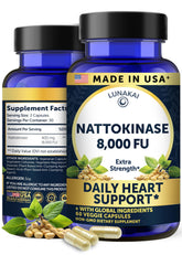 Lunakai nattokinase bottle front with 8000 FU badge for circulation support.