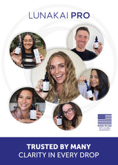 Lunakai PRO blue liquid emphasizes mental clarity as a potential nootropic benefit.