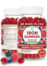 Lunakai USA-made vegan iron gummies bottle front for daily wellness