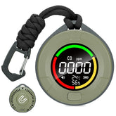 Lunarlipes CO detector front view shows portable 3-in-1 monitor for travel safety.
