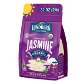 Lundberg Jasmine Rice, cooked steaming bowl, versatile side dish ready in minutes.