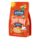 Lundberg Organic Brown Short Grain Rice packaging with organic certification and whole-grain nutrition