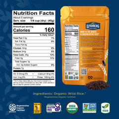 Lundberg regenerative organic certified wild rice close-up, premium whole grain.