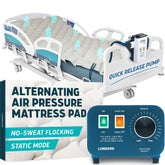 Lunderg alternating air mattress pad shown on a bed for bedridden comfort