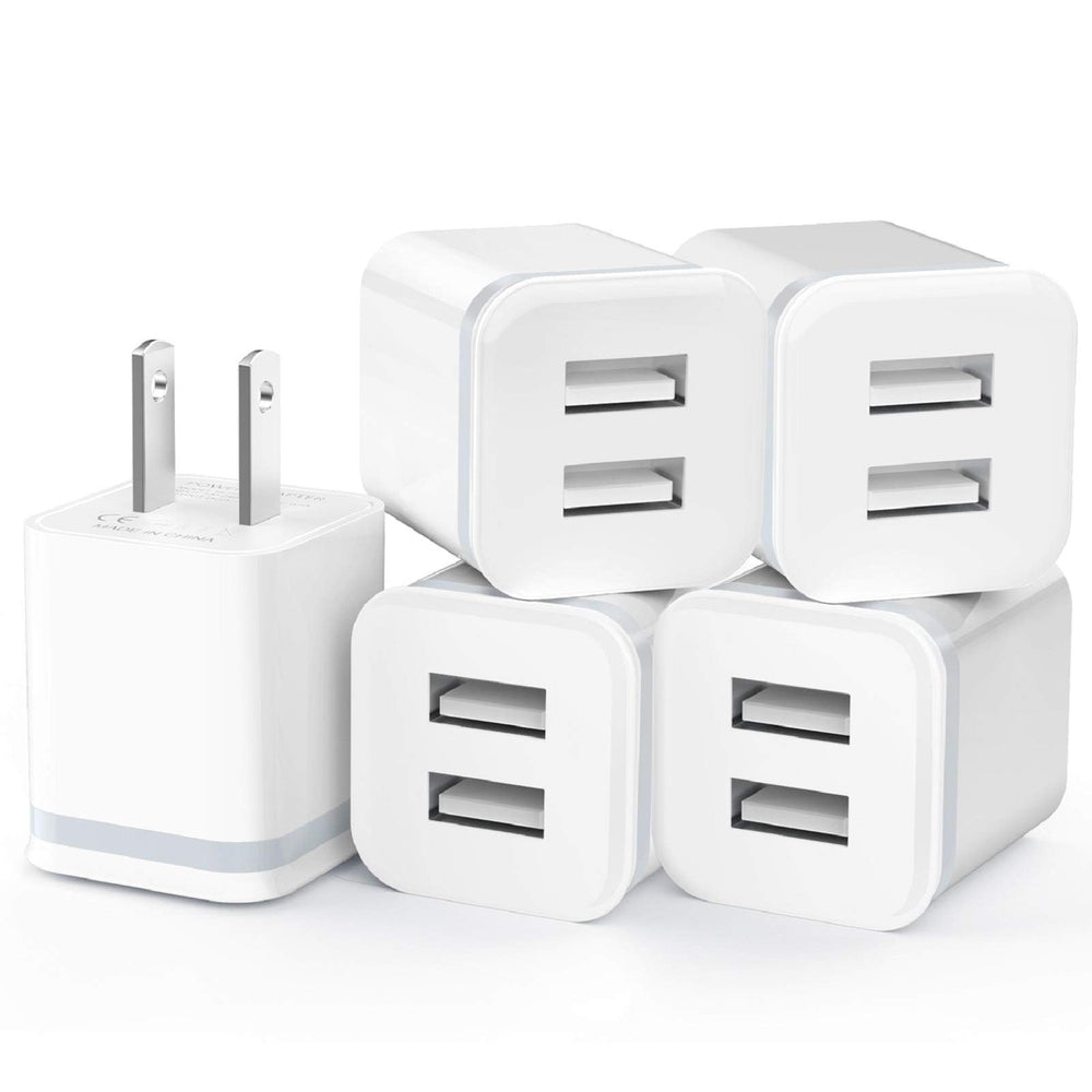 LUOATIP USB wall charger 5-pack front view showcases compact, travel-ready design for everyday use.