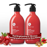 Luseta red shampoo bottle front showing copper tones and color care.