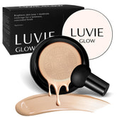 Luvie Glow Foundation bottle closed in a warm shade for natural, even skin tone.