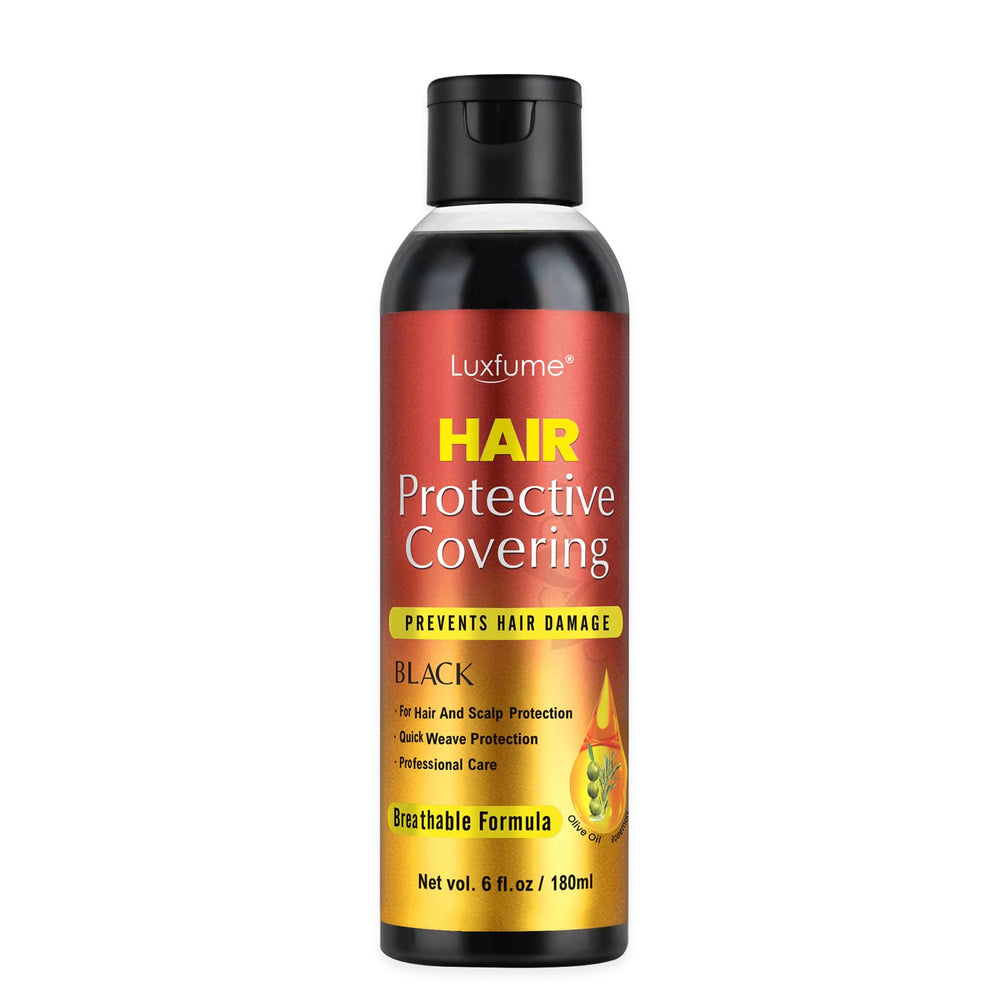 Luxfume Quick Weave Shield bottle close-up, easy-to-apply protective liquid for scalp protection.