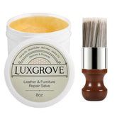 LUXGROVE leather repair salve bottle restoring color and protecting leather from cracking