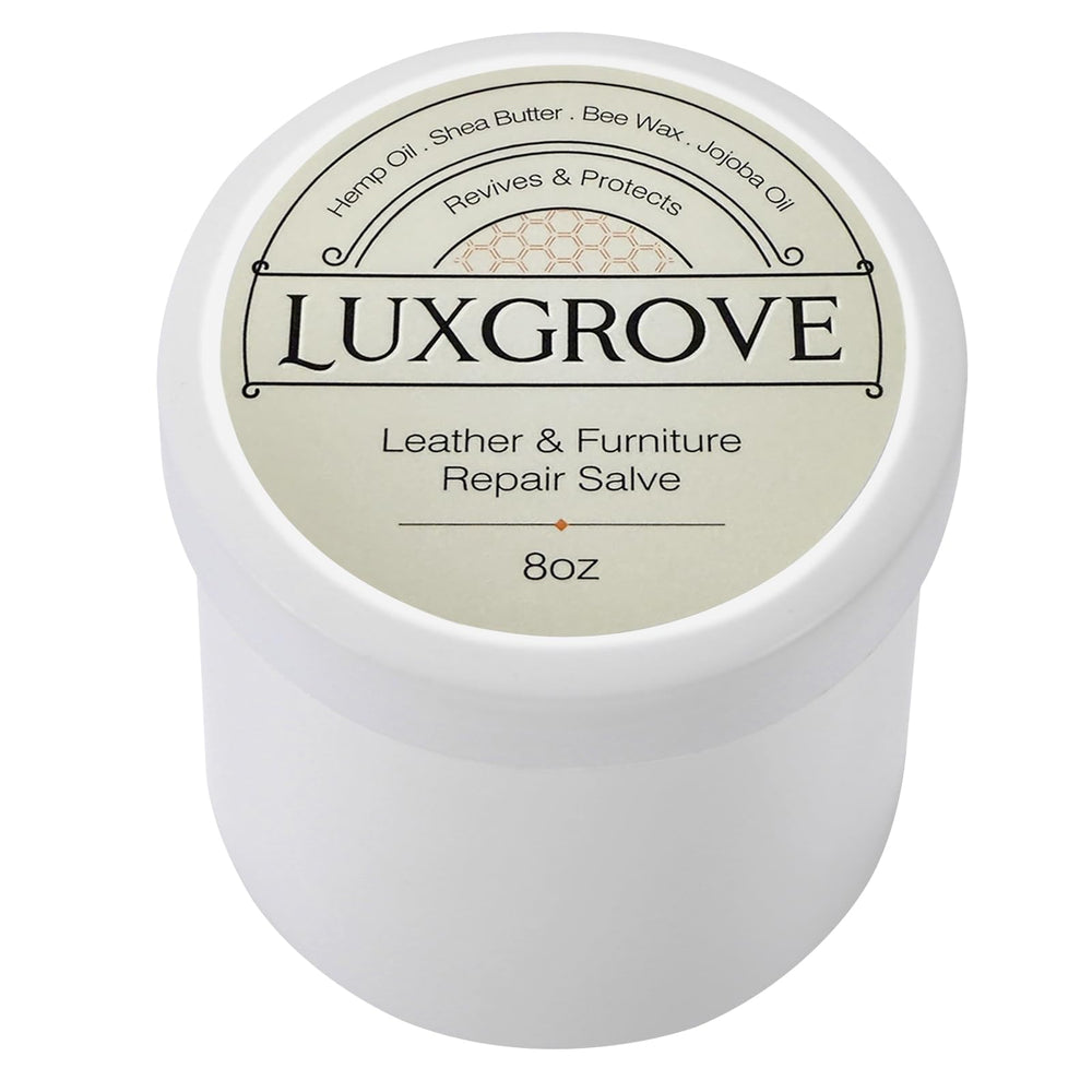 LUXGROVE Leather Salve bottle pour restores surface and revives aged leather